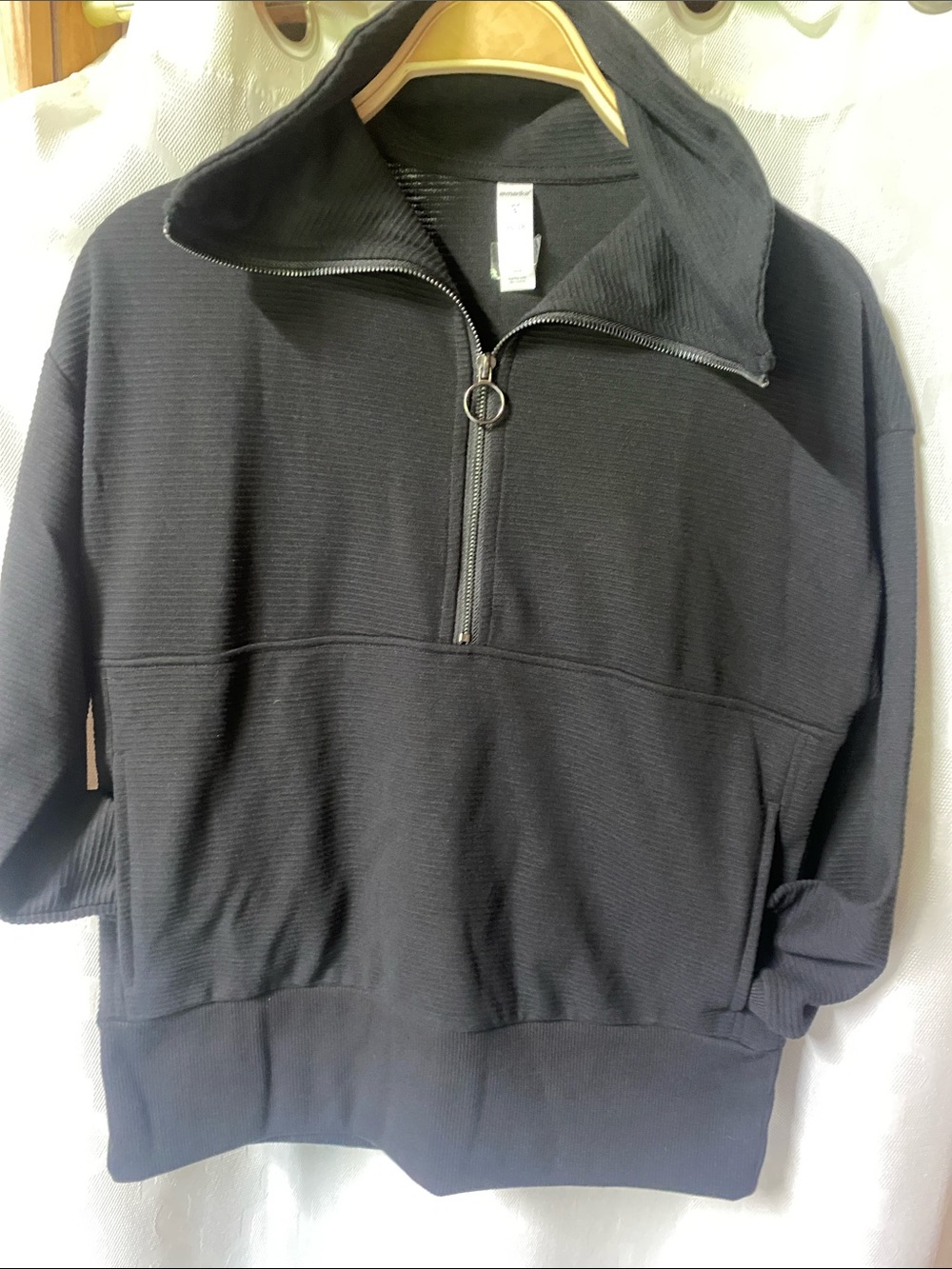 Marika Black Half-Zip Ring-Pull Pullover